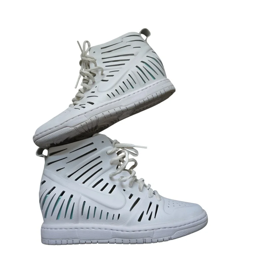 Nike Joli Sky Hi‎ High Wedge Dunk 2.0 Womens Sz. 7 Sneaker Shoes Su15-983 White